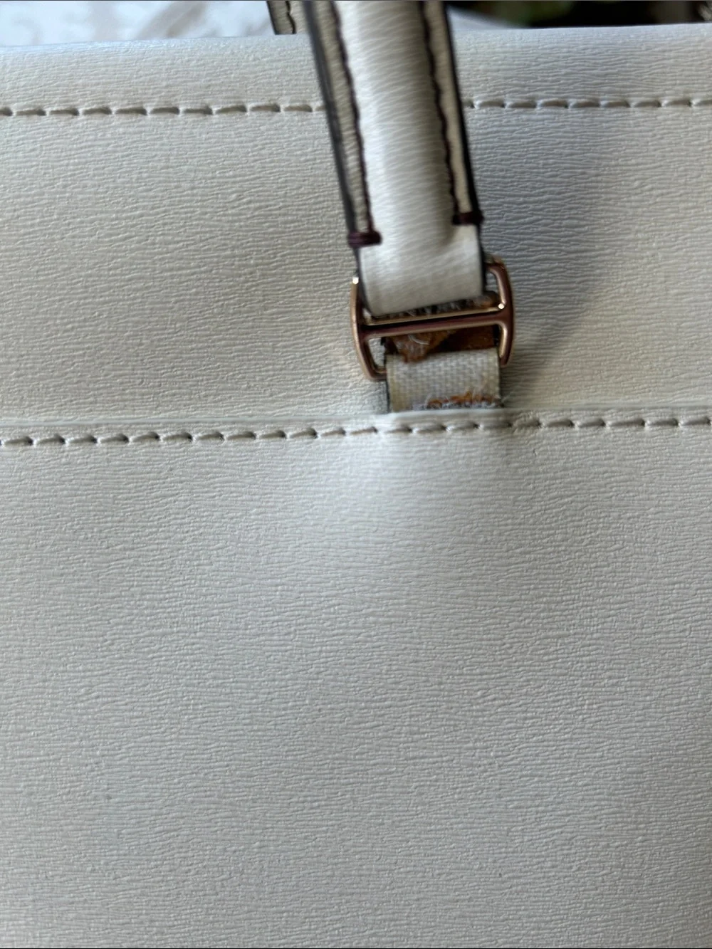 Tory Burch Robinson Cream Leather Double-Handle Tote with Gold Accents